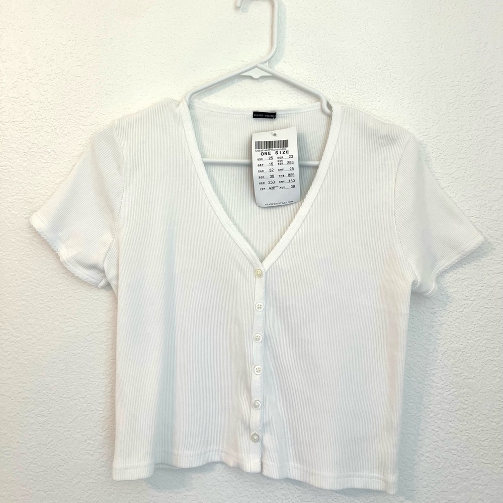 Brandy Melville V-Neck Ribbed Top